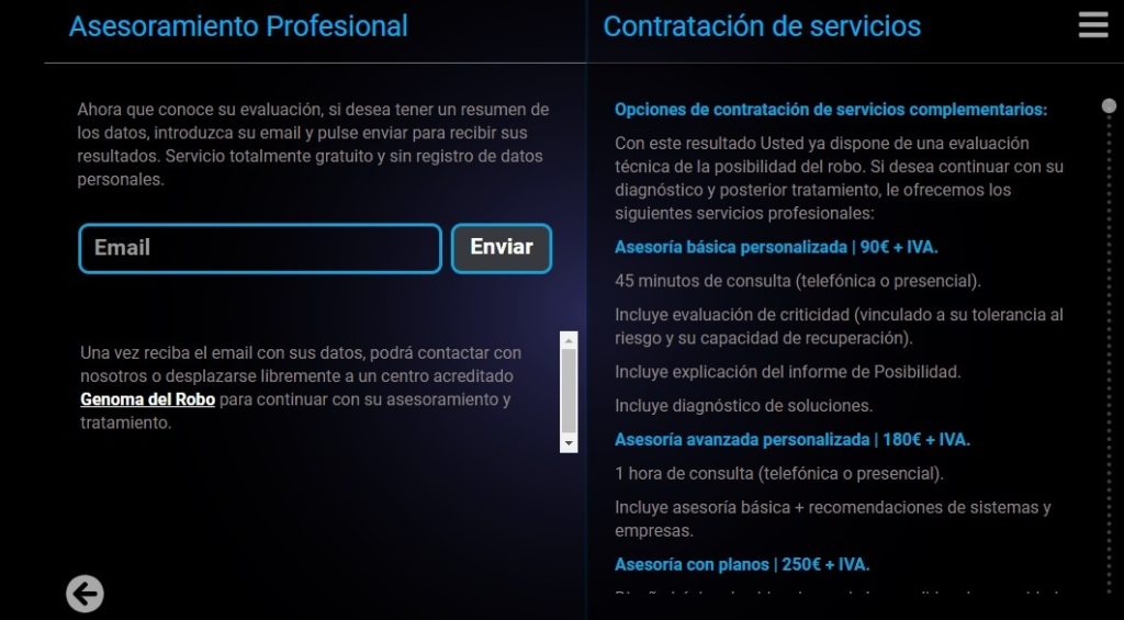 Servicios de asesoramiento contra el robo